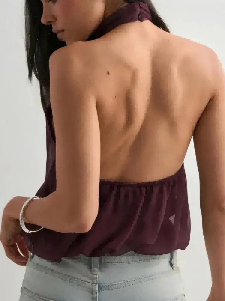 Elegant Halter-Neck Backless Top