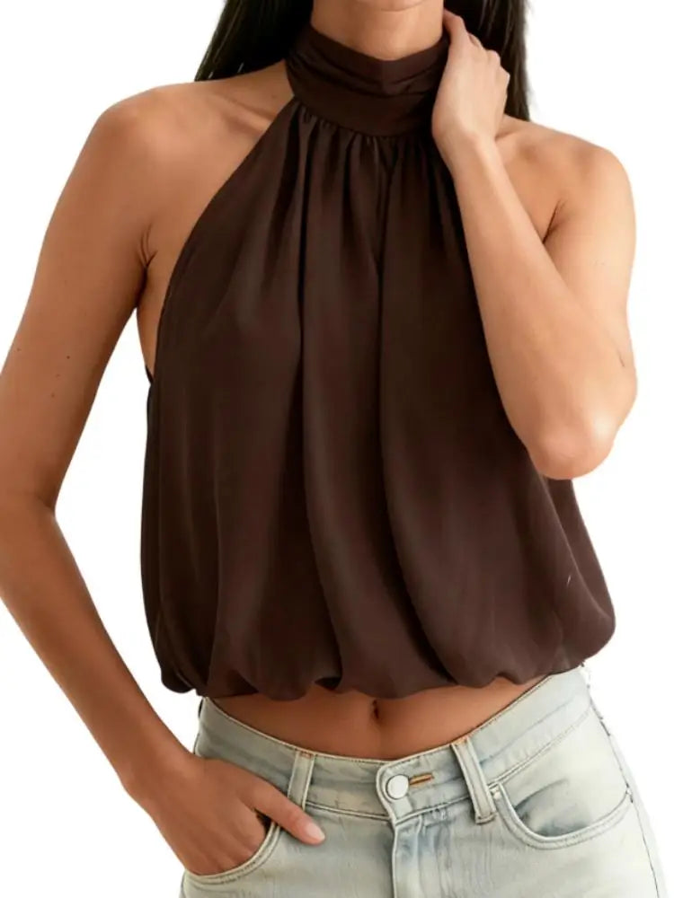 Elegant Halter-Neck Backless Top