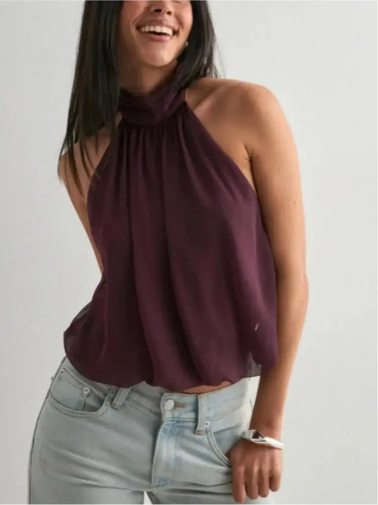 Elegant Halter-Neck Backless Top