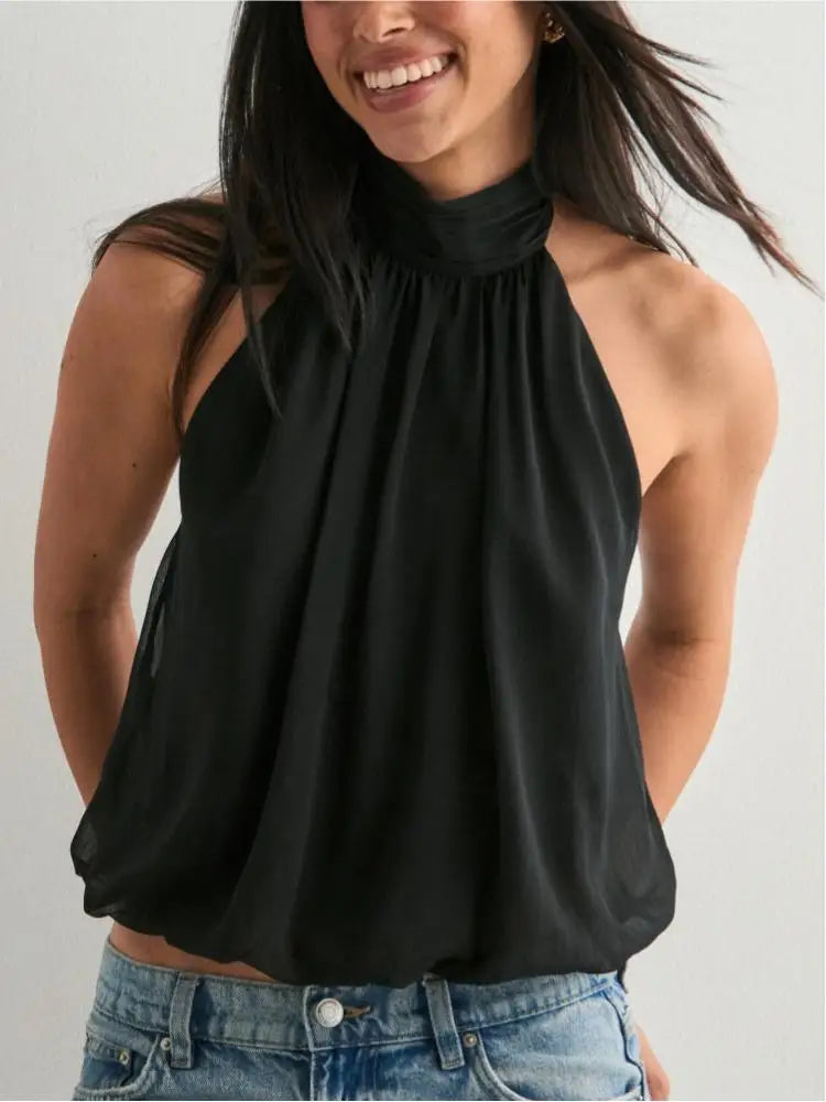 Elegant Halter-Neck Backless Top