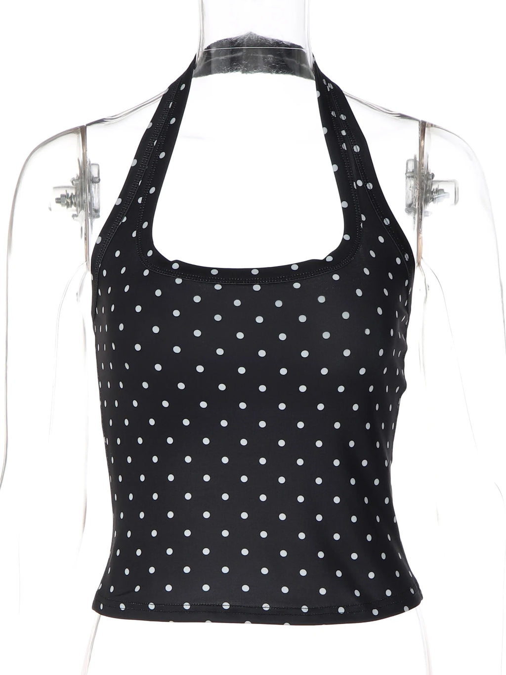 Polka Dot Halter Square-Neck Crop Top